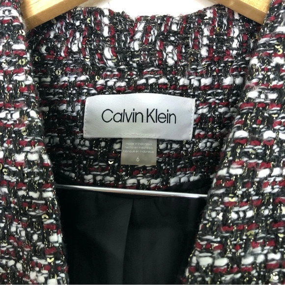 NWT Calvin Klein Tweed Sequin Long Coat 6 - Picture 5 of 13